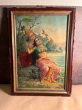 Original Ravi Varma Oleograph Print – Radha Krishna | Antique Indian Art