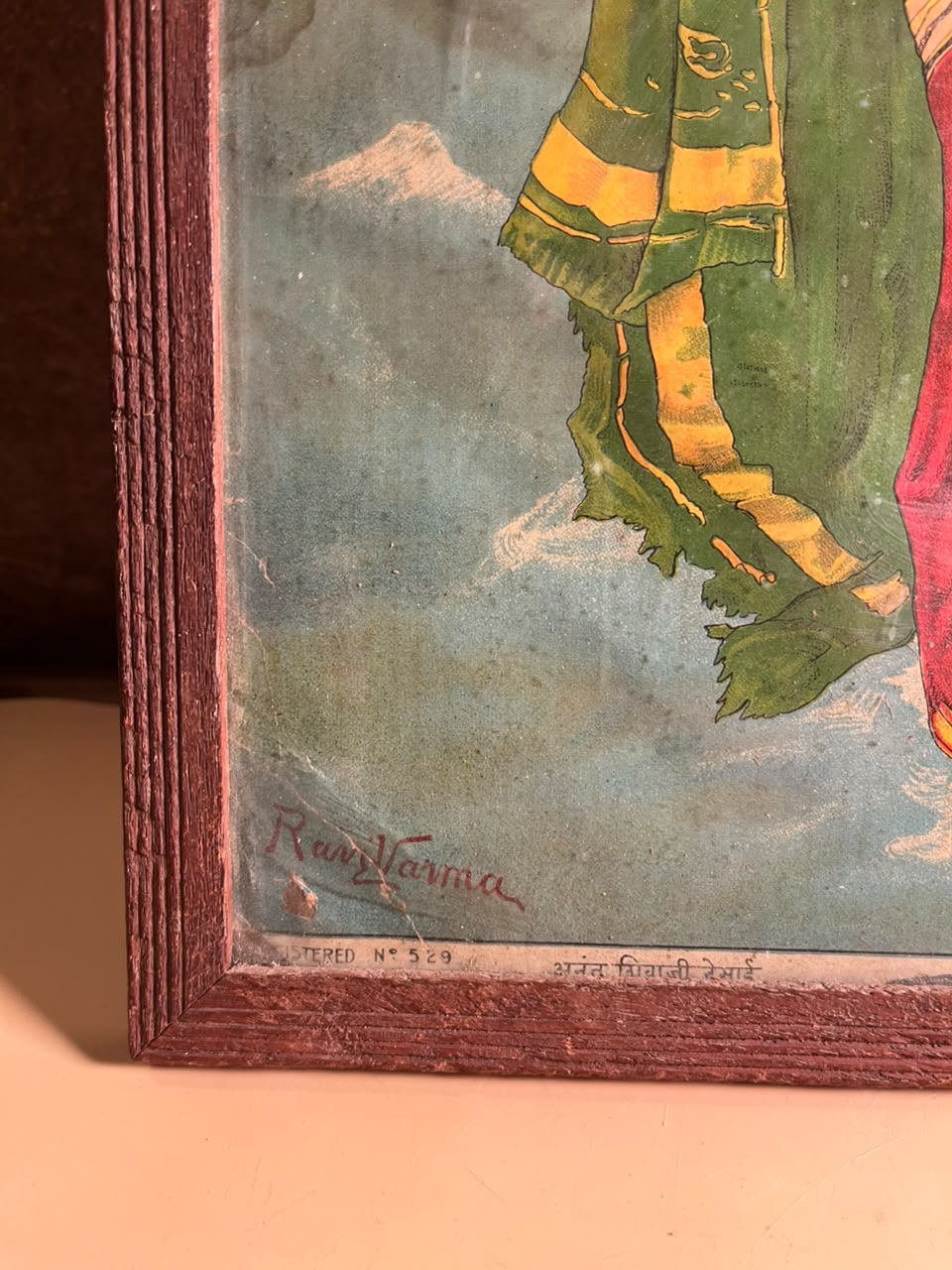 Rare Antique “Rambha” Oleograph – Raja Ravi Varma | Ravi Varma Press, Karla-Lonavla | Registered No. 529