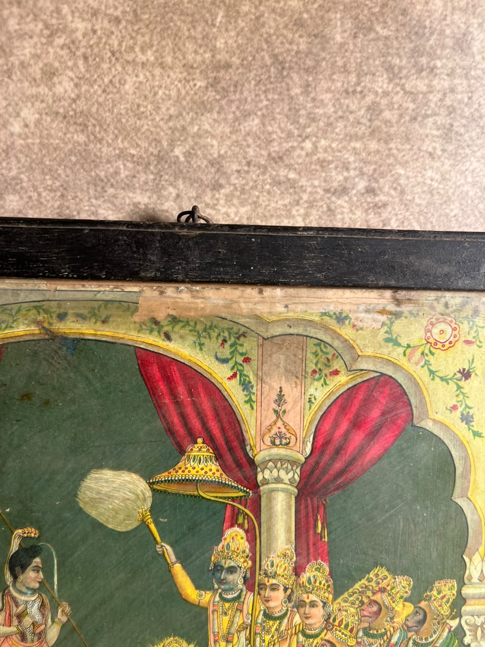 Rare Antique Ram Raj Tilak Chromolithograph – Hem Chander Bhargava | Registered No. 27