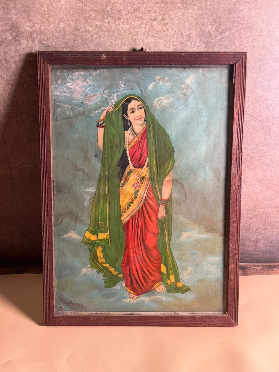 Rare Antique “Rambha” Oleograph – Raja Ravi Varma | Ravi Varma Press, Karla-Lonavla | Registered No. 529