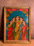 Vintage Ravi Varma Press Panch Kanya Oleograph – Embellished & Framed | 10 × 14 Inches