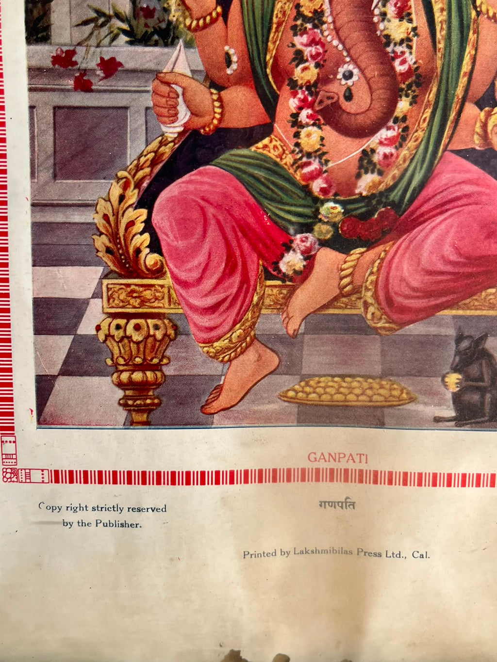 Vintage Ganpati Devotional Print – Jaidyalmal Ram Gopal, Delhi | Historic Indian Religious Art