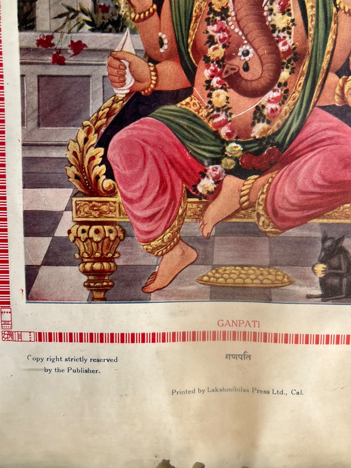 Vintage Ganpati Devotional Print – Jaidyalmal Ram Gopal, Delhi | Historic Indian Religious Art