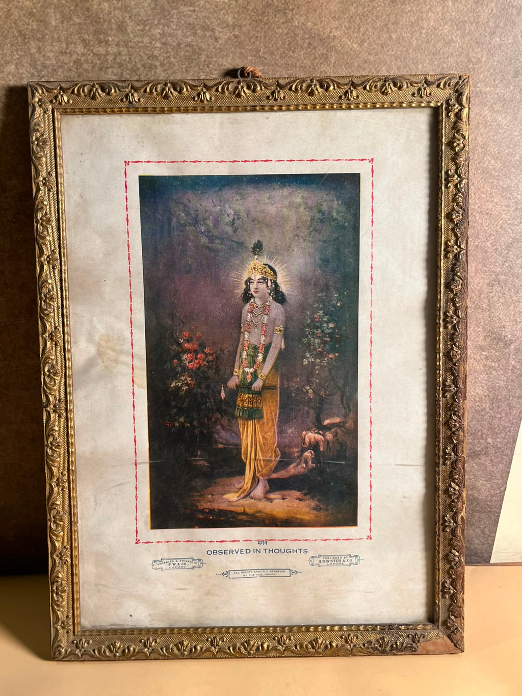 Vintage Lord Krishna Print – Observed in Thoughts | F.W. & Co. & H. Minister & Co., Lahore