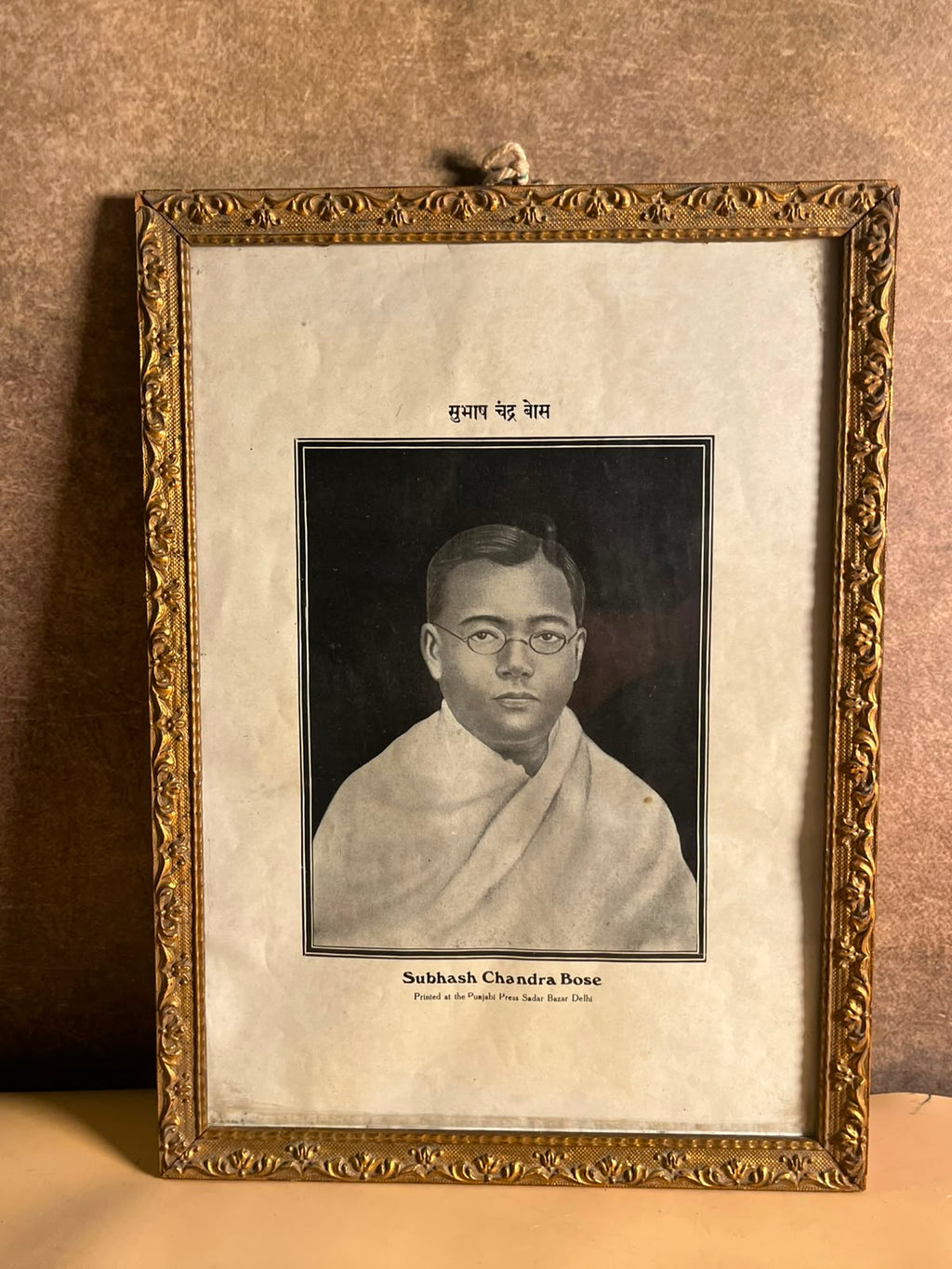 Vintage Subhash Chandra Bose Portrait Print – Punjabi Press, Sadar Bazar, Delhi