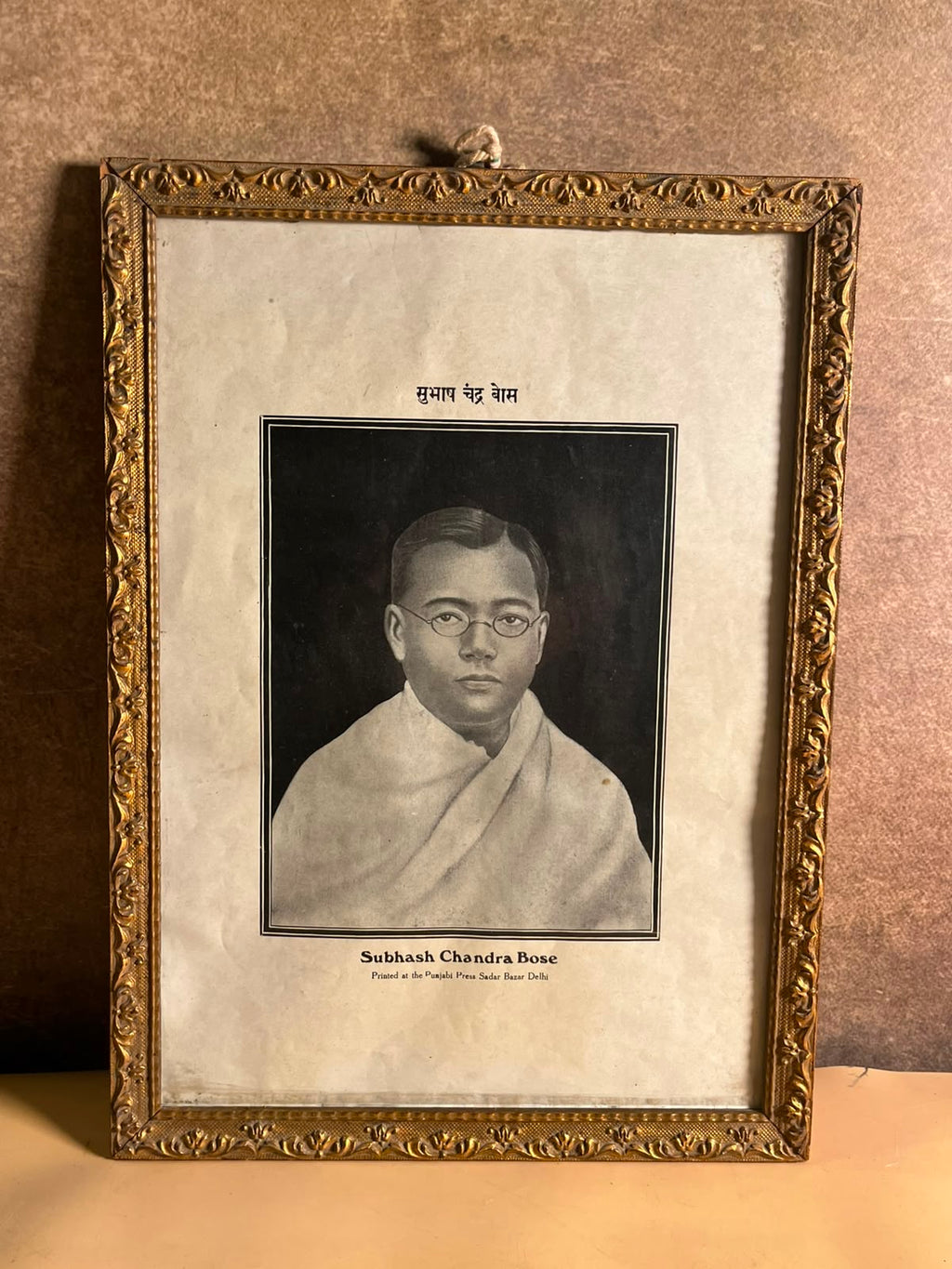 Vintage Subhash Chandra Bose Portrait Print – Punjabi Press, Sadar Bazar, Delhi