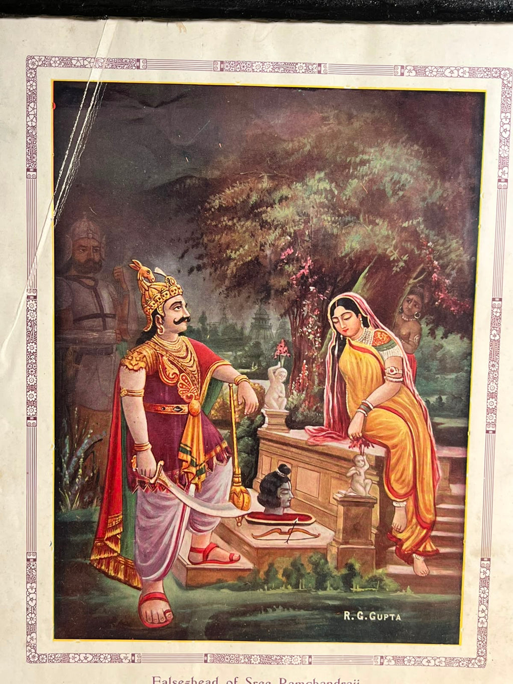 Vintage False-Head of Sree Ramchandraji – R. G. Gupta | Framed Ramayana Art Print