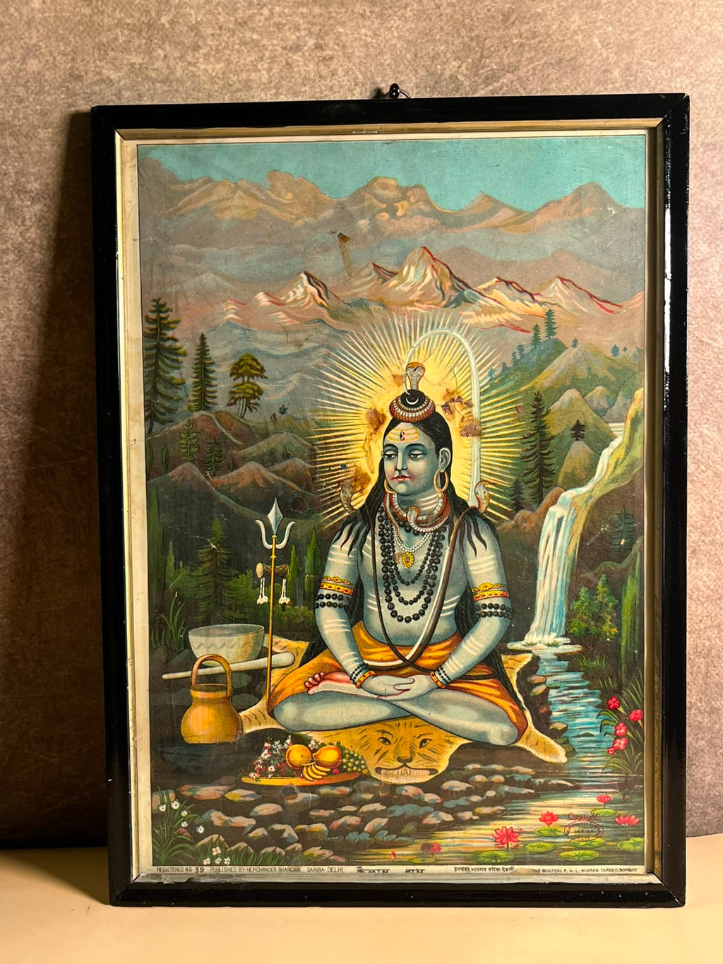 Vintage Lord Shiva in the Himalayas – Framed Devotional Art Print