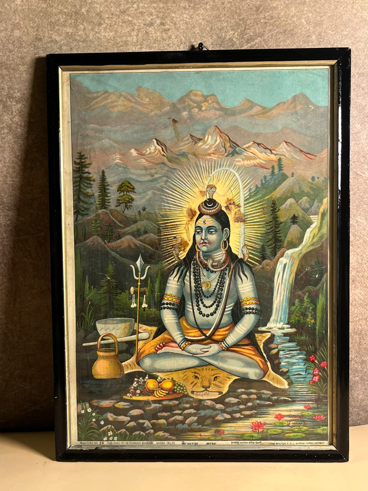 Vintage Lord Shiva in the Himalayas – Framed Devotional Art Print