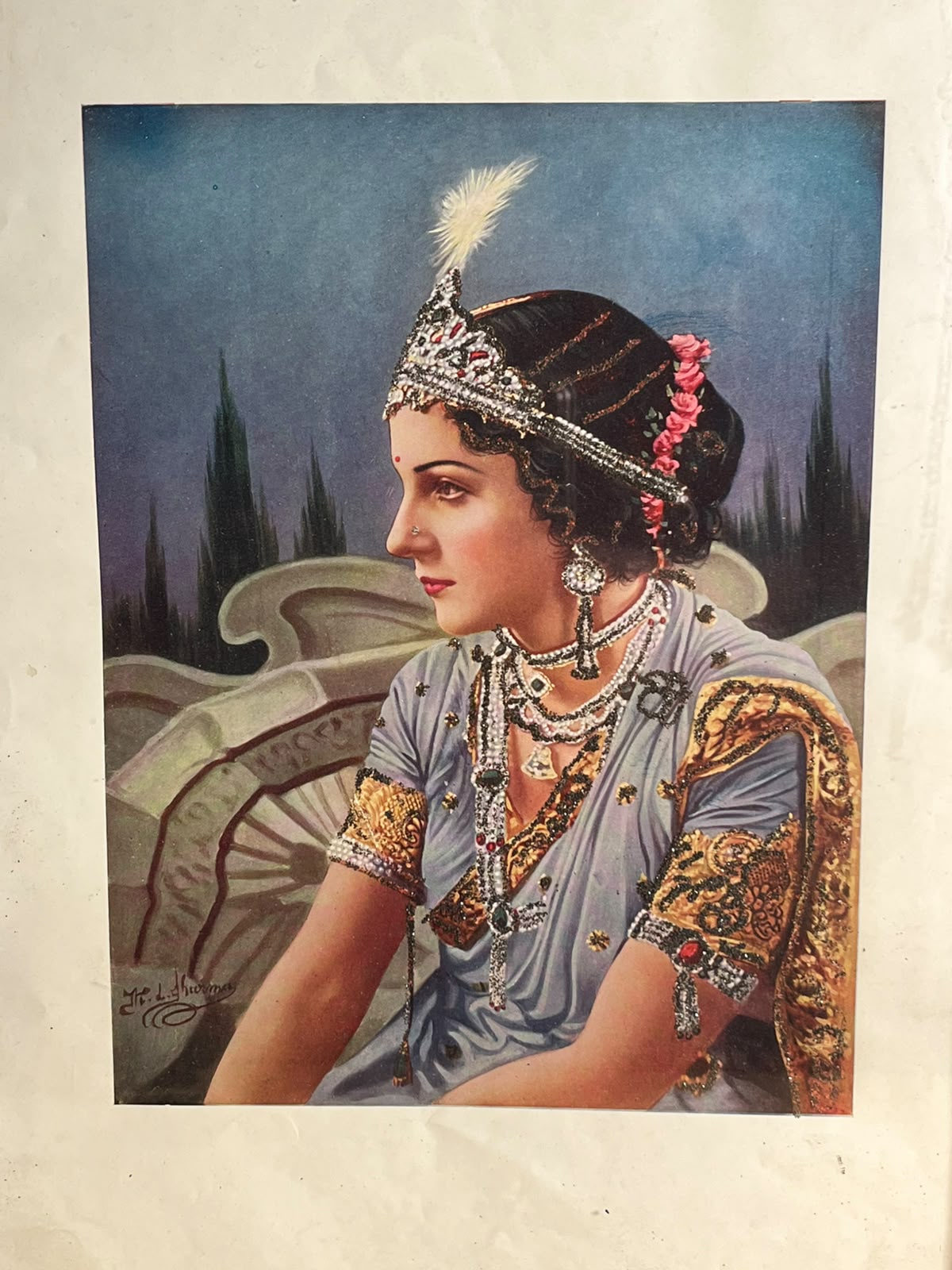 Vintage Royal Lady Portrait – Framed Indian Art Print | 10 × 14 Inches