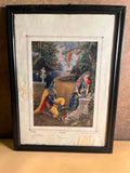 Rare Vintage “Bangshi-Anjali” Radha Krishna Colour Print – Art Framing Co., Gaya Art Press, Calcutta | 10 × 14 Inches