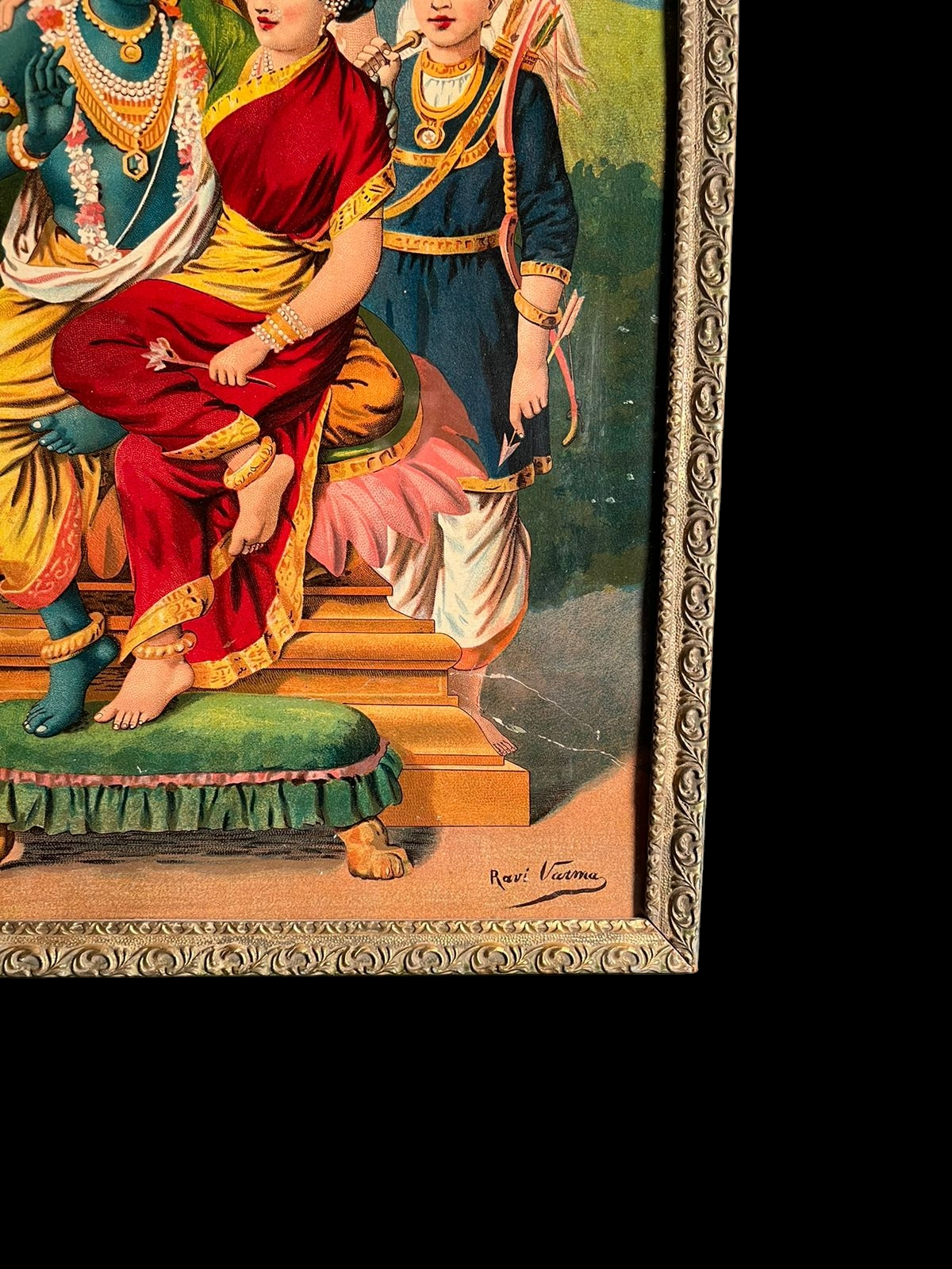 Vintage Ravi Varma Ram Darbar Oleograph