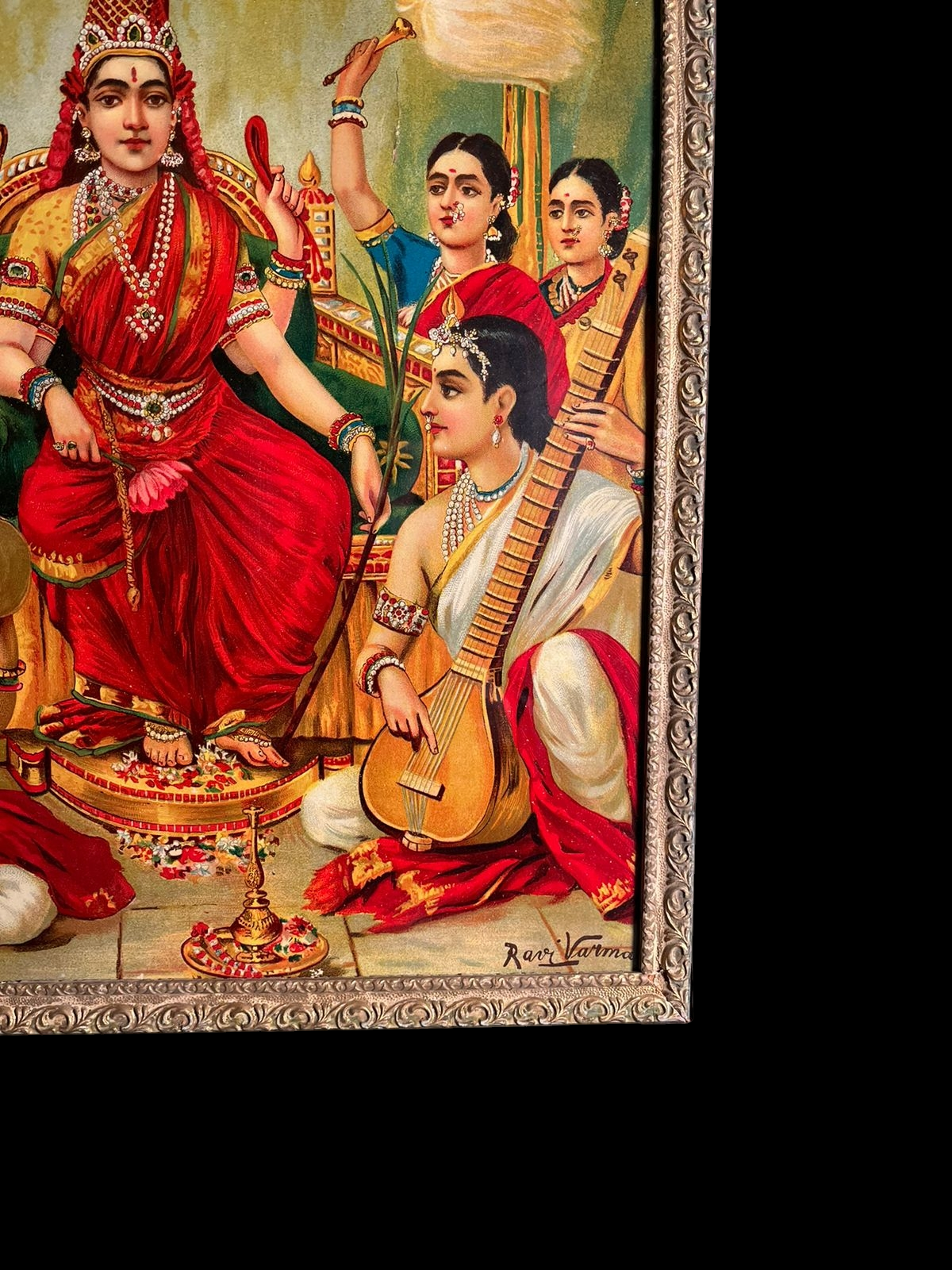 Ambika – Vintage Oleograph by Raja Ravi Varma (14x20 Inches)
