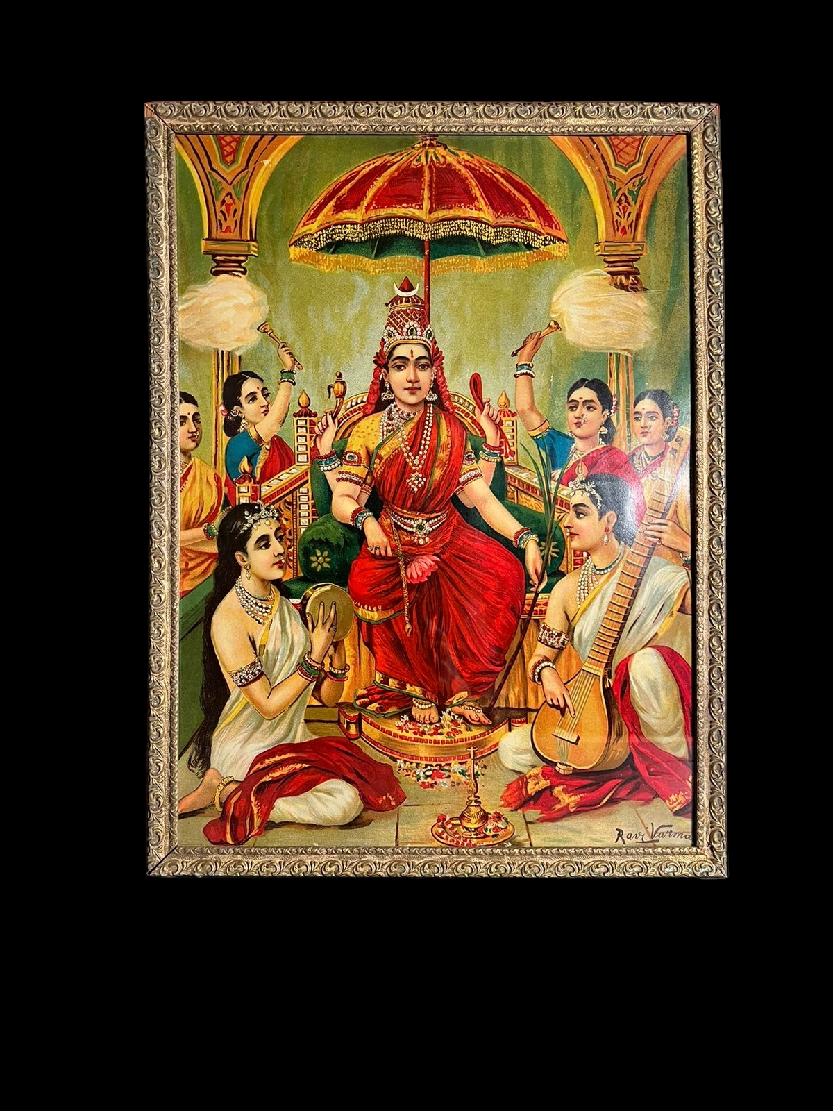 Ambika – Vintage Oleograph by Raja Ravi Varma (14x20 Inches)