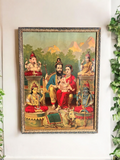 Antique Ravi Varma Shiv Parivar Oleograph