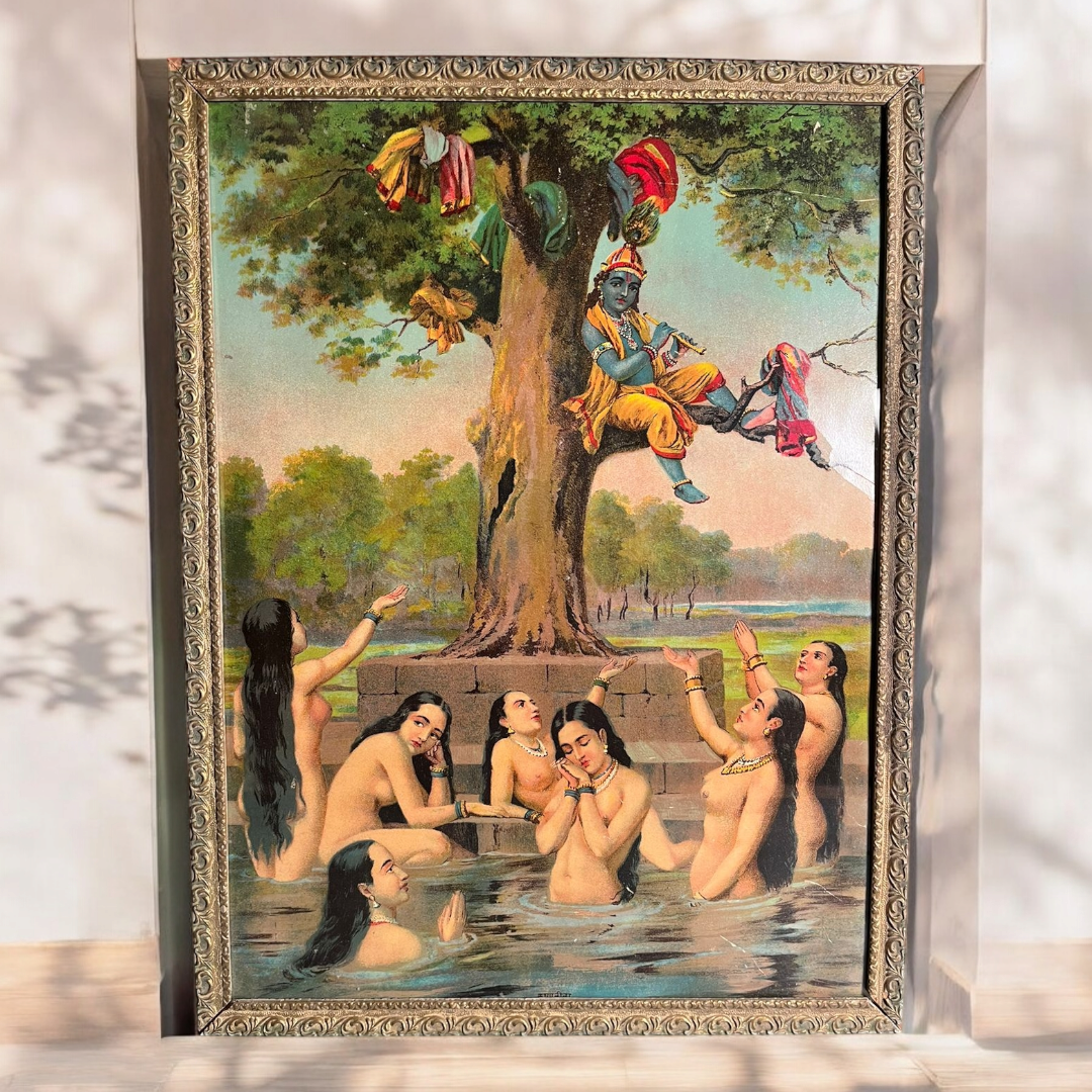 Raja Ravi Varma Shri Krishan Leela Vintage Oleograph