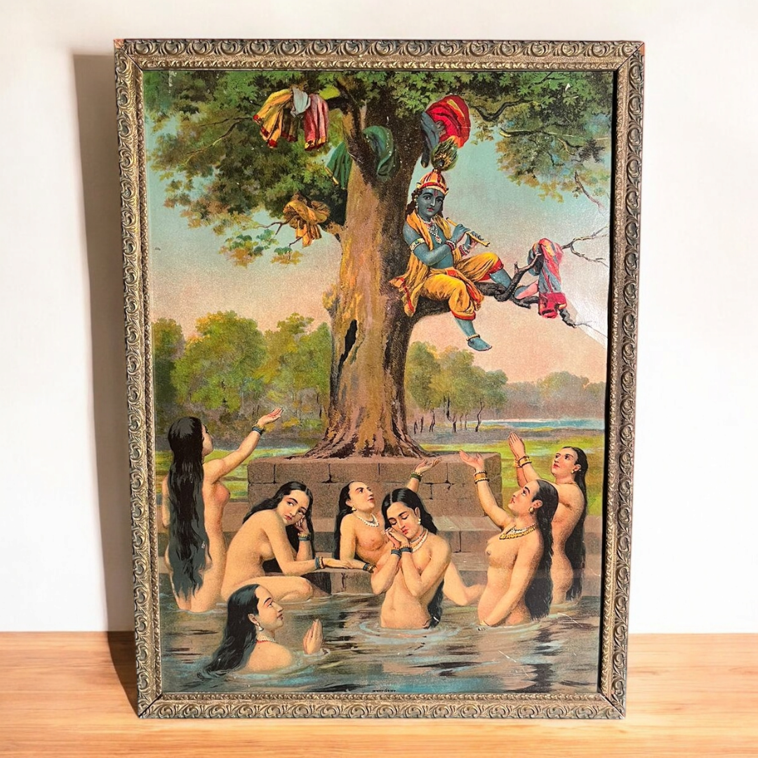 Raja Ravi Varma Shri Krishan Leela Vintage Oleograph