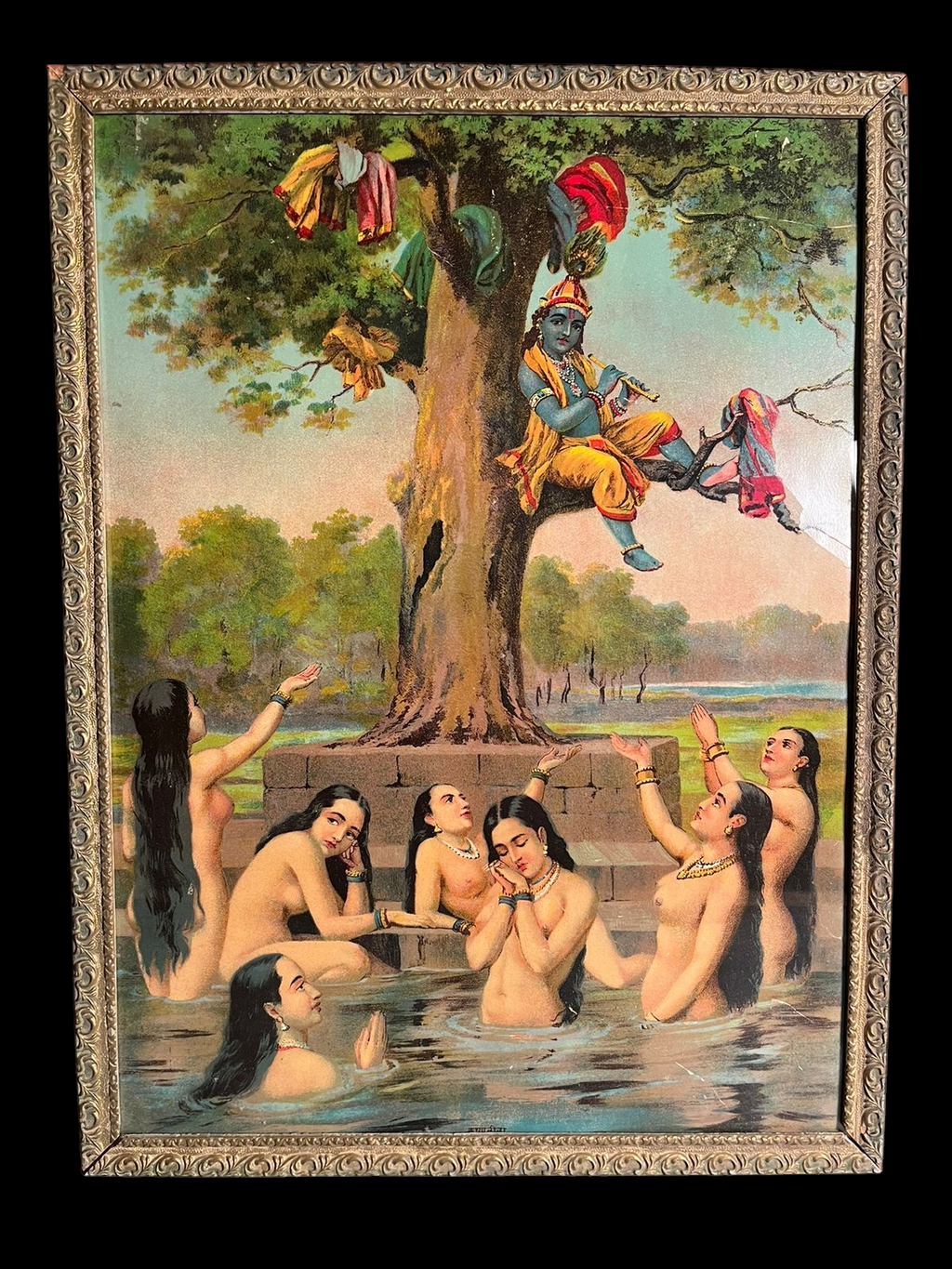 Raja Ravi Varma Shri Krishan Leela Vintage Oleograph
