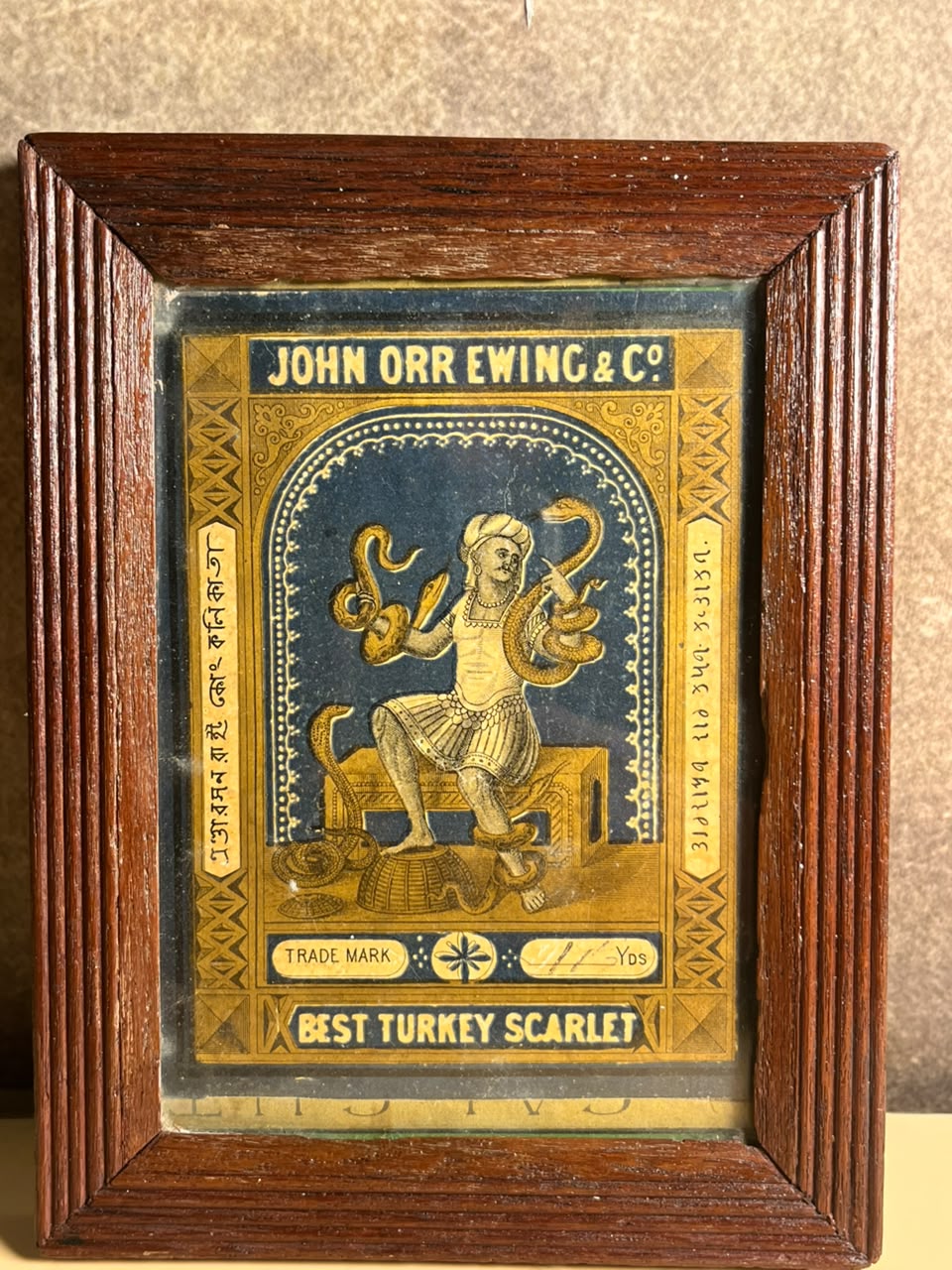Antique John Orr Ewing & Co. “Best Turkey Scarlet” Textile Trade Label | Rare Indian Market Ephemera