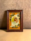 Vintage Indian Royal Portrait Label in Old Wooden Frame