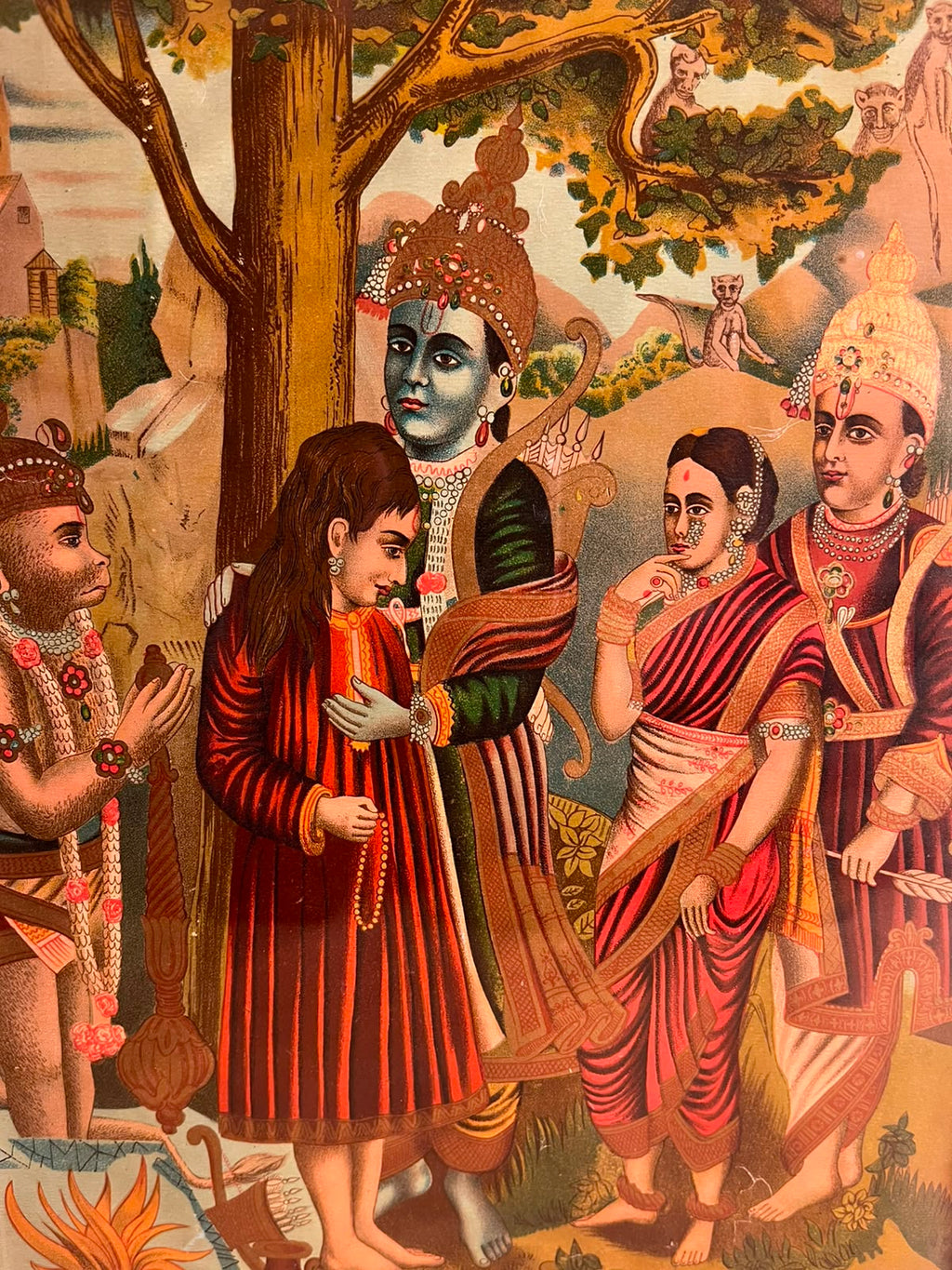 Vintage Bharat Milap Ramayana Devotional Print – B. & C. England