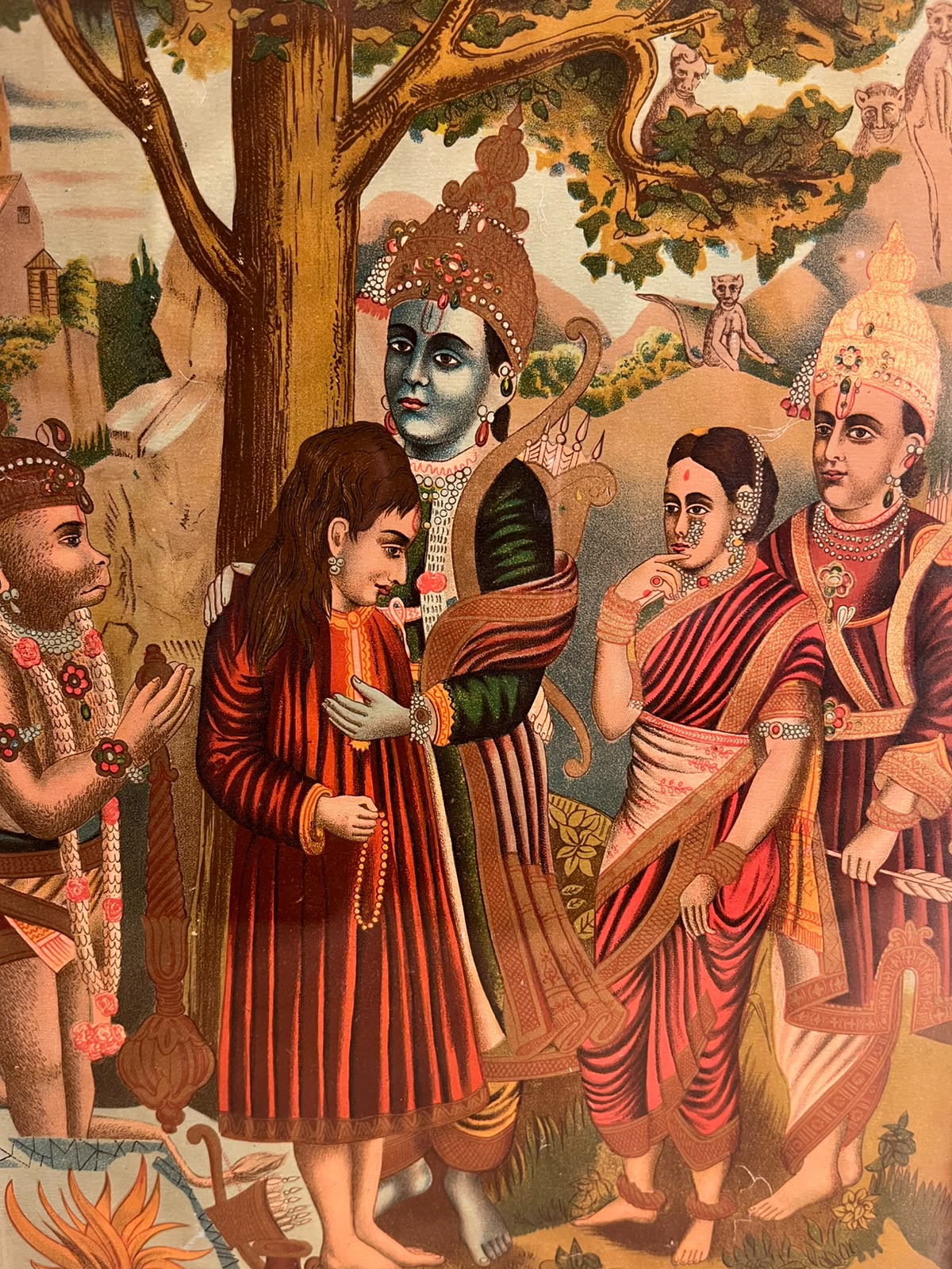 Vintage Bharat Milap Ramayana Devotional Print – B. & C. England