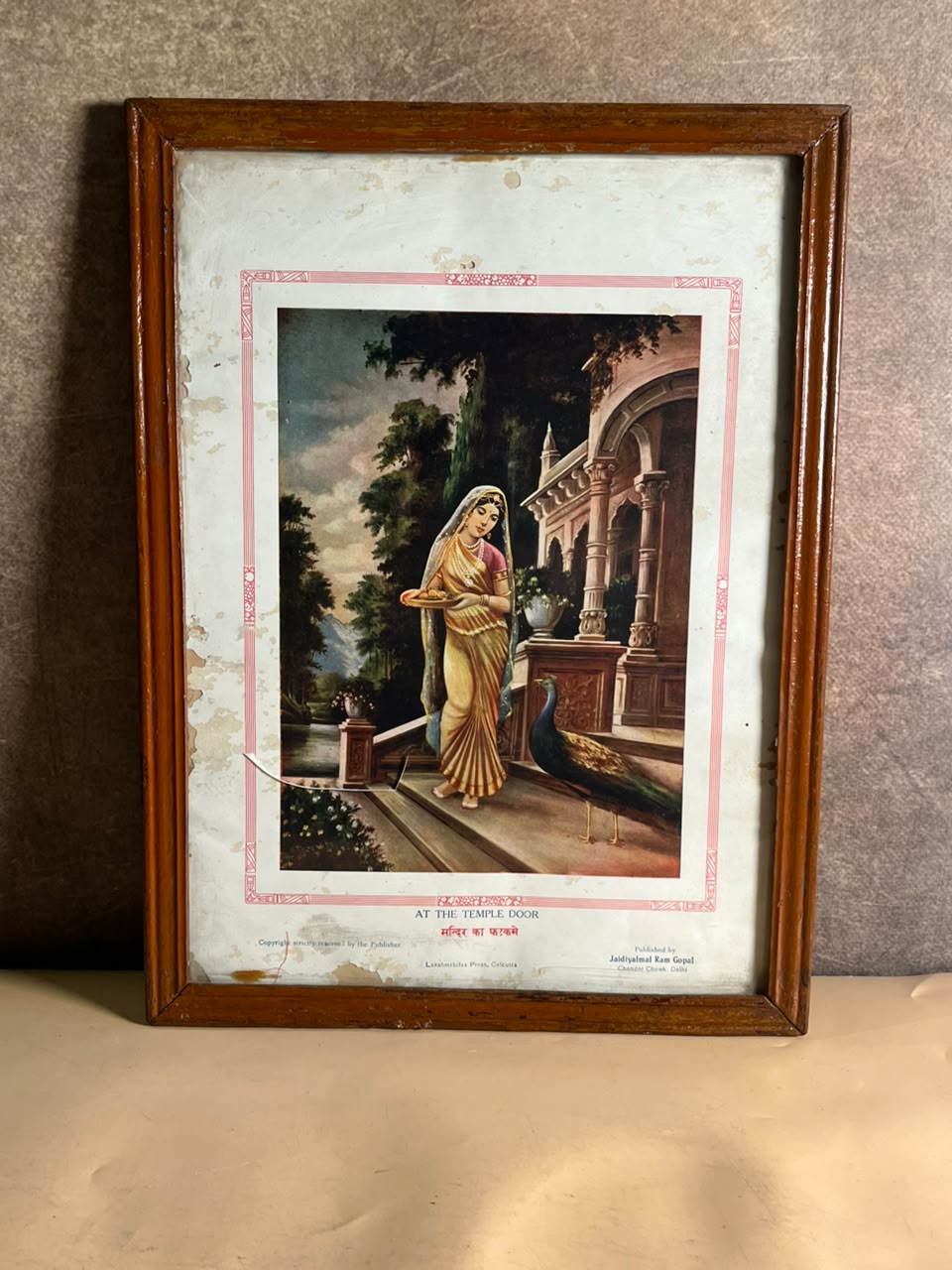 Vintage “At The Temple Door” Indian Print – Jaidiyalmal Ram Gopal, Delhi