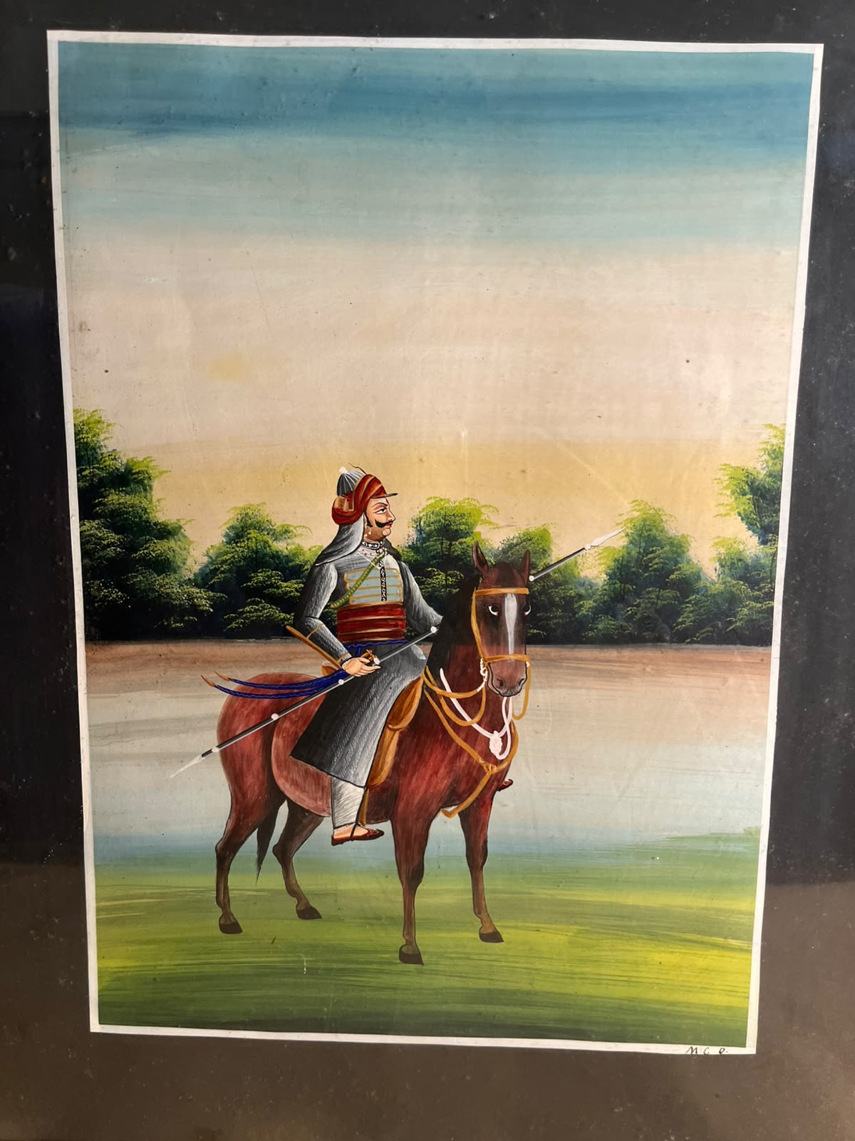 Vintage Hand-Painted Maharana Pratap on Chetak – Rajasthani Gouache Painting on Paper